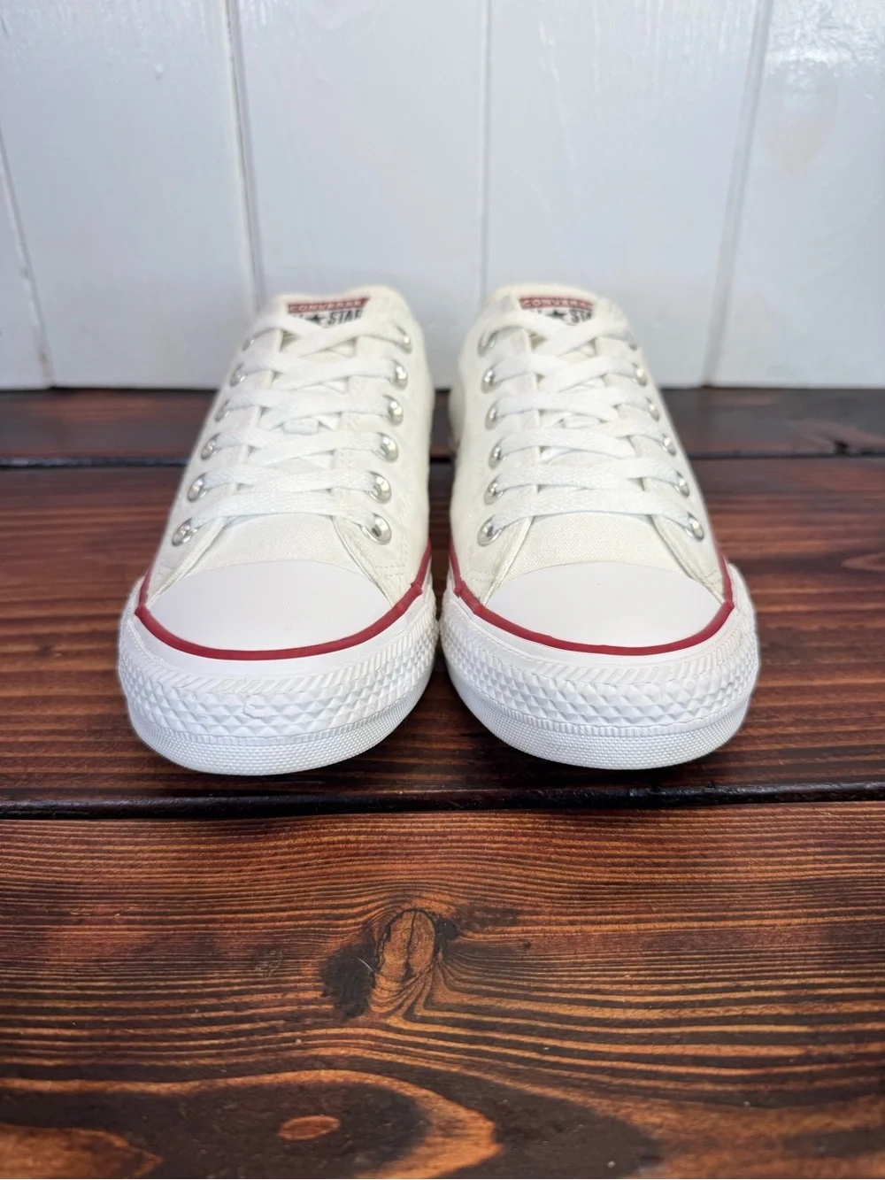 Converse Chuck Taylor All Star Low Top White Canvas Sneakers Size 8